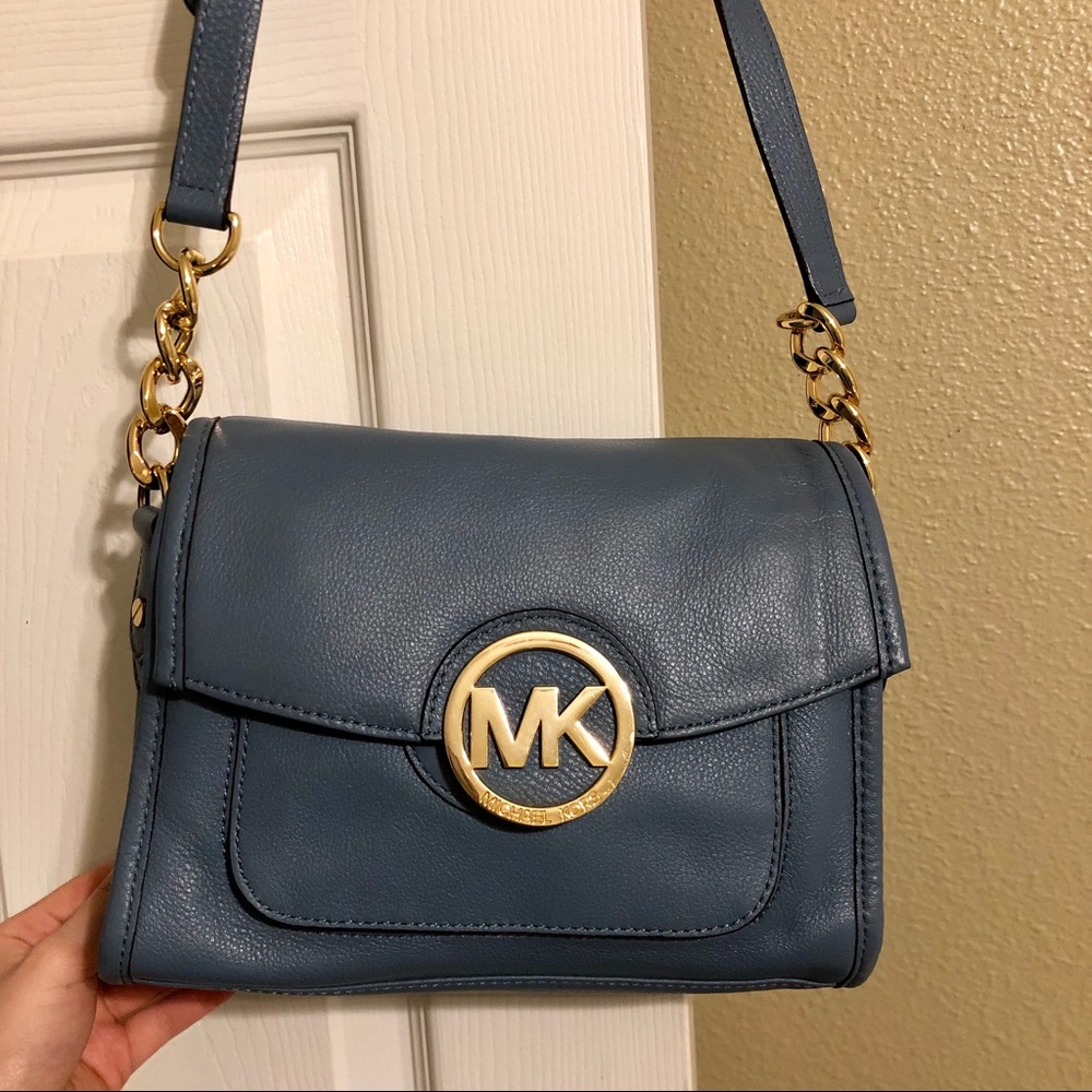 Michael Kors Fulton Leather Blue Crossbody